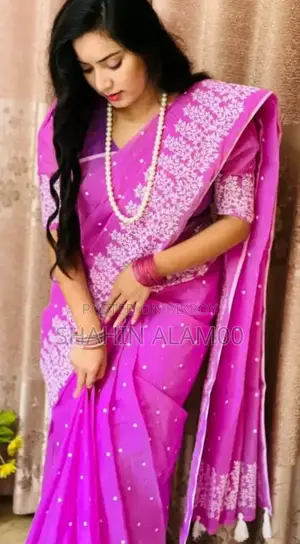 Half Silk Block Print Sharee