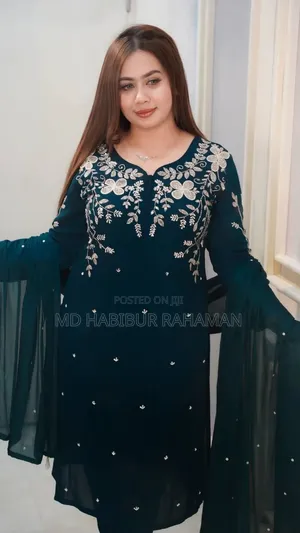 Premium Rayon Cotton Embroidered Three-Piece Set