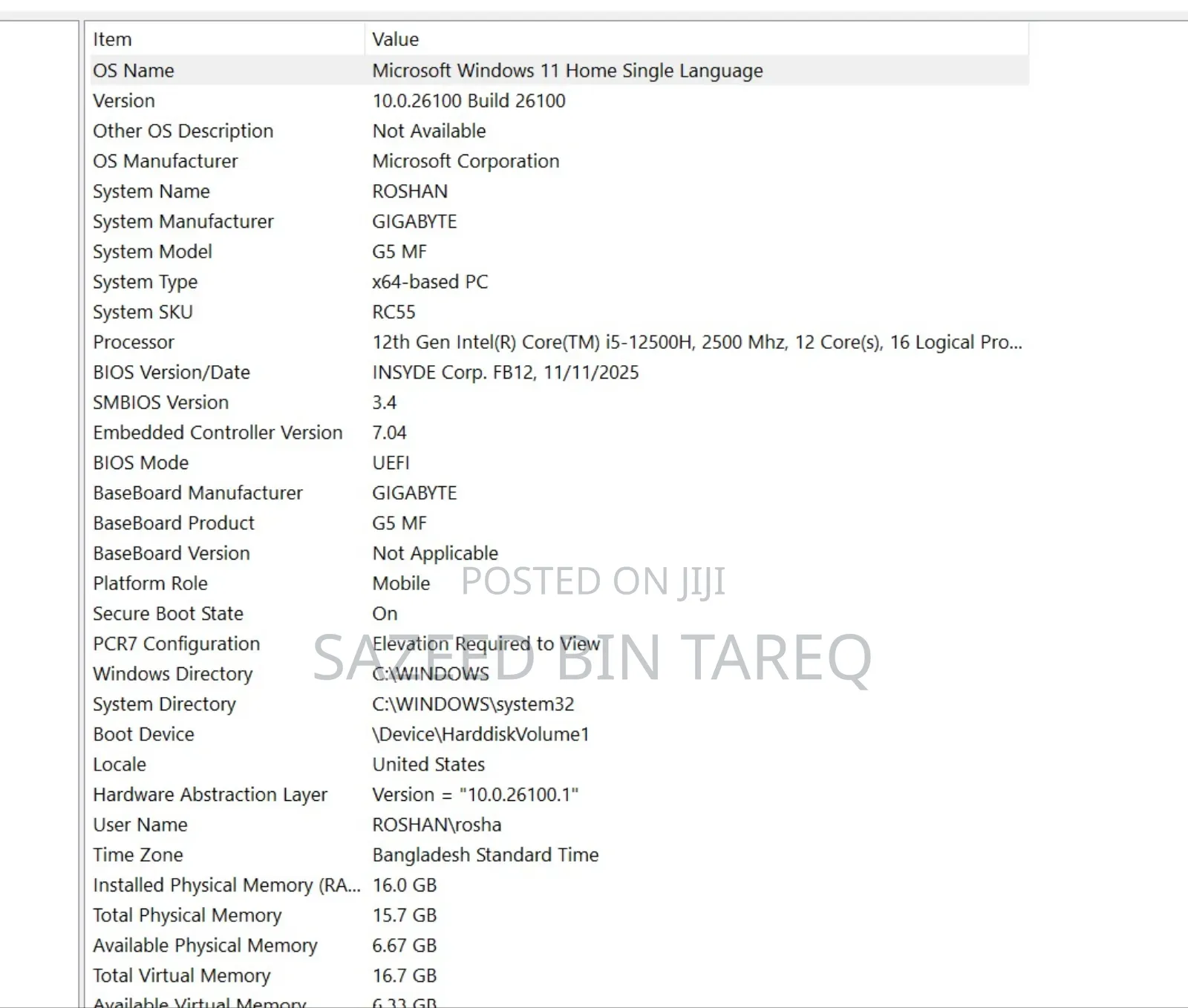 Laptop Gigabyte 16GB Intel Core I5 SSD 512GB
