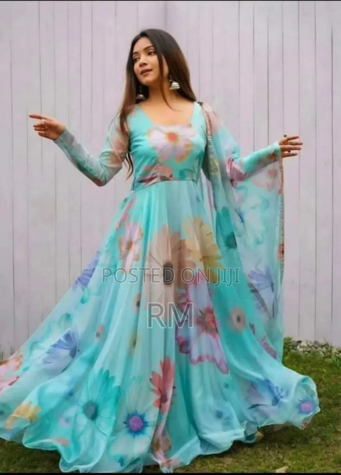 ডাবল জরজেট প্রিন্ট গাউন থ্রি পিস