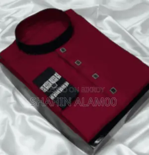স্টাইলিশ হ্যারিংবোন কটন পাঞ্জাবি 