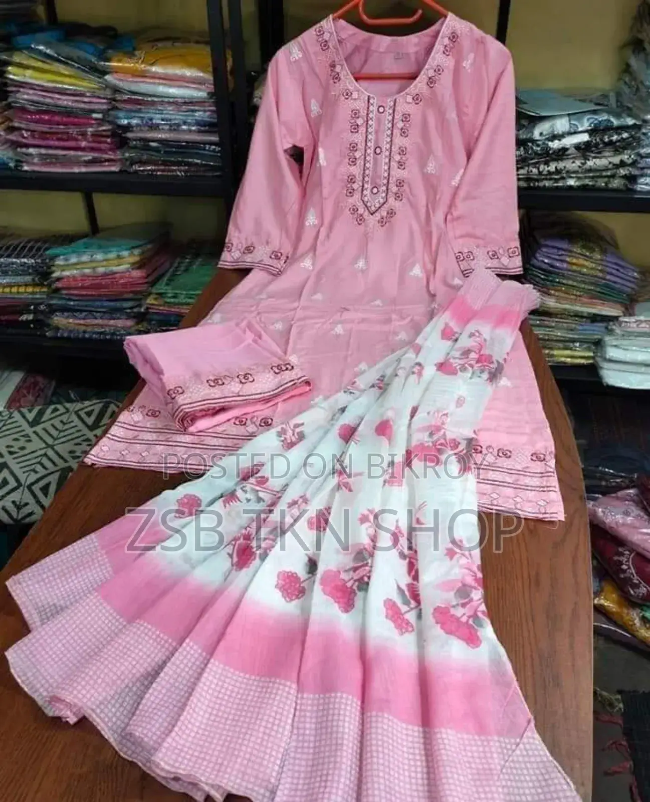 Readymade Embroidery Cotton Three Piece