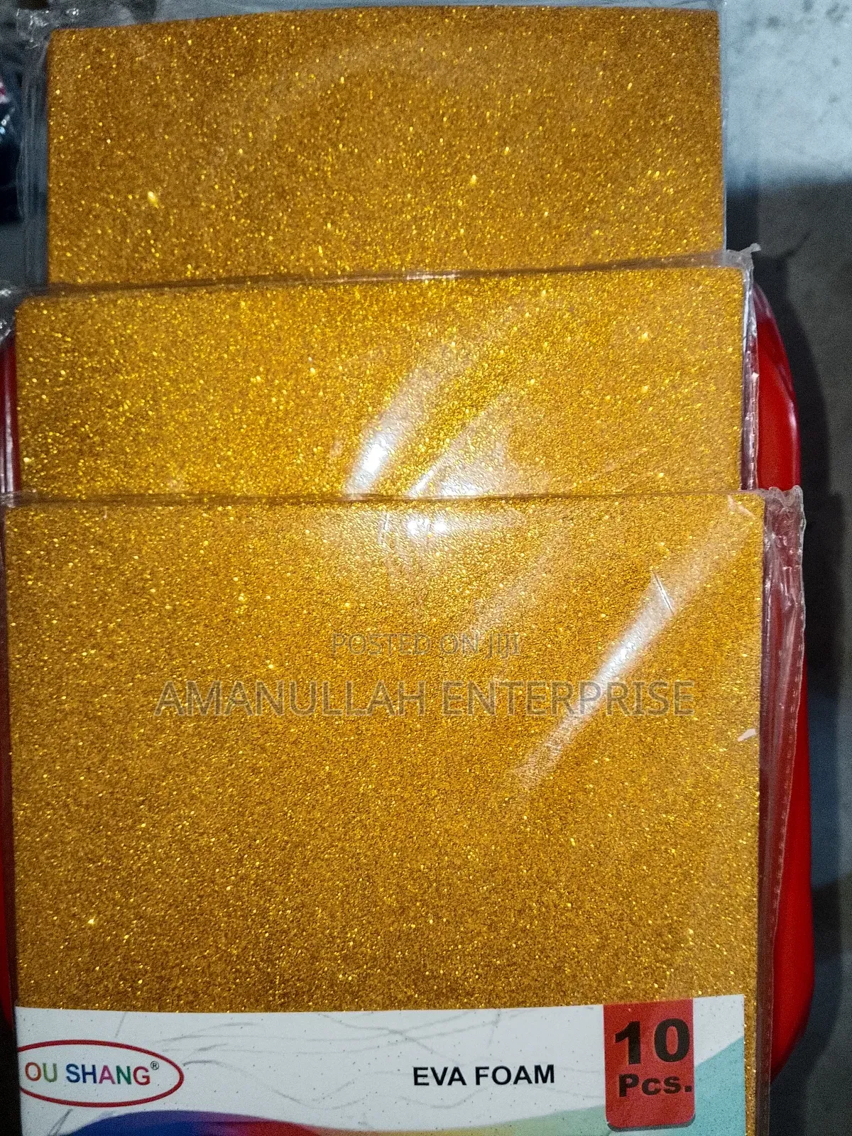 A4 Size Glitter Foam Sheets Golden Colour (02 Pcs)