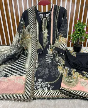 ডিজিটাল প্রিন্টের লেস ওয়ার্ক ডিজাইনের রেডিমেড থ্রি পিস