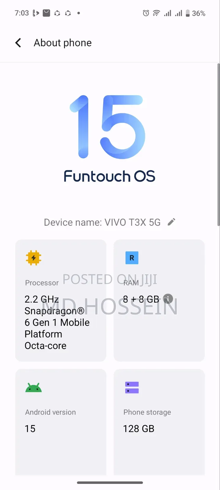 Vivo T3x 128 GB Blue