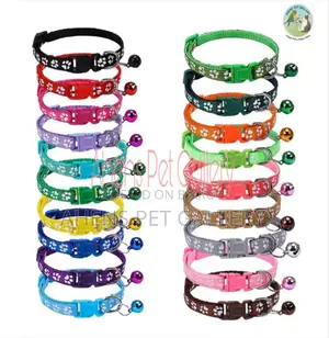 Adjustable Pet Paw Print Cat Collar With Bell