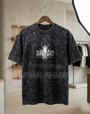 250+ GSM Spider Theme Acid Wash Drop Shoulder