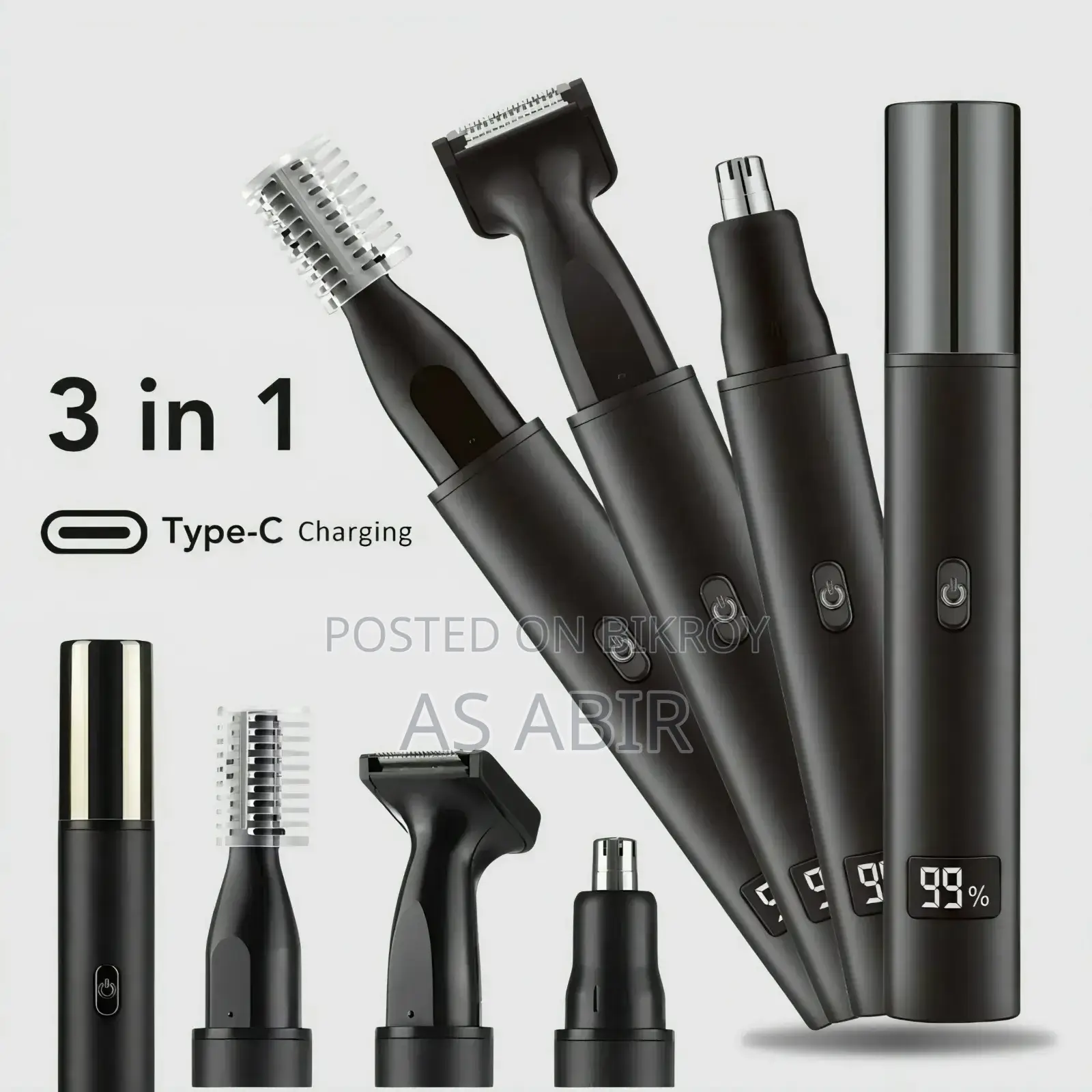 3 in 1 Premium Metal Nose Hair Trimmer for Man's Woman's