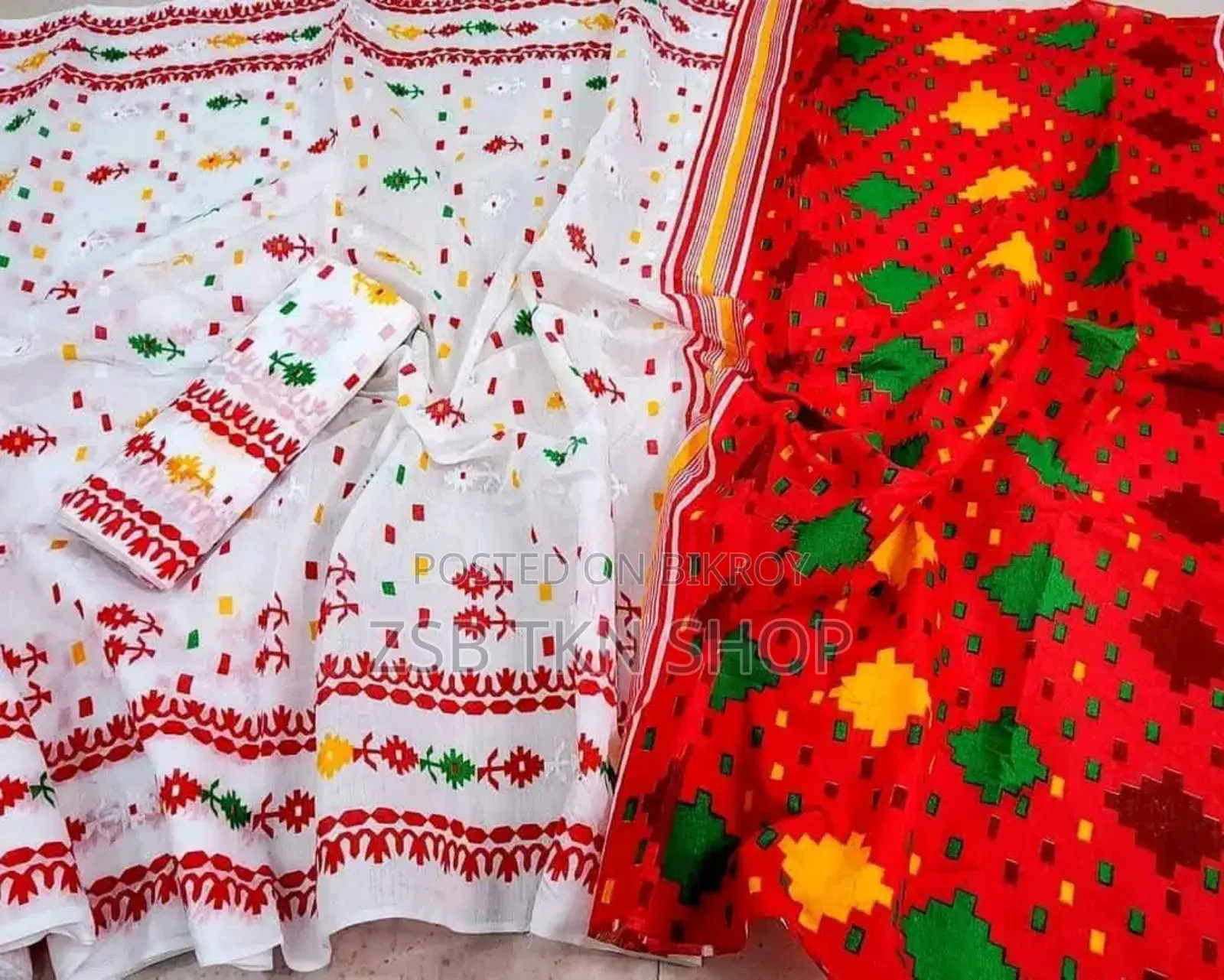 Boisakhi full saree features delicate and attractive Jamdani print design