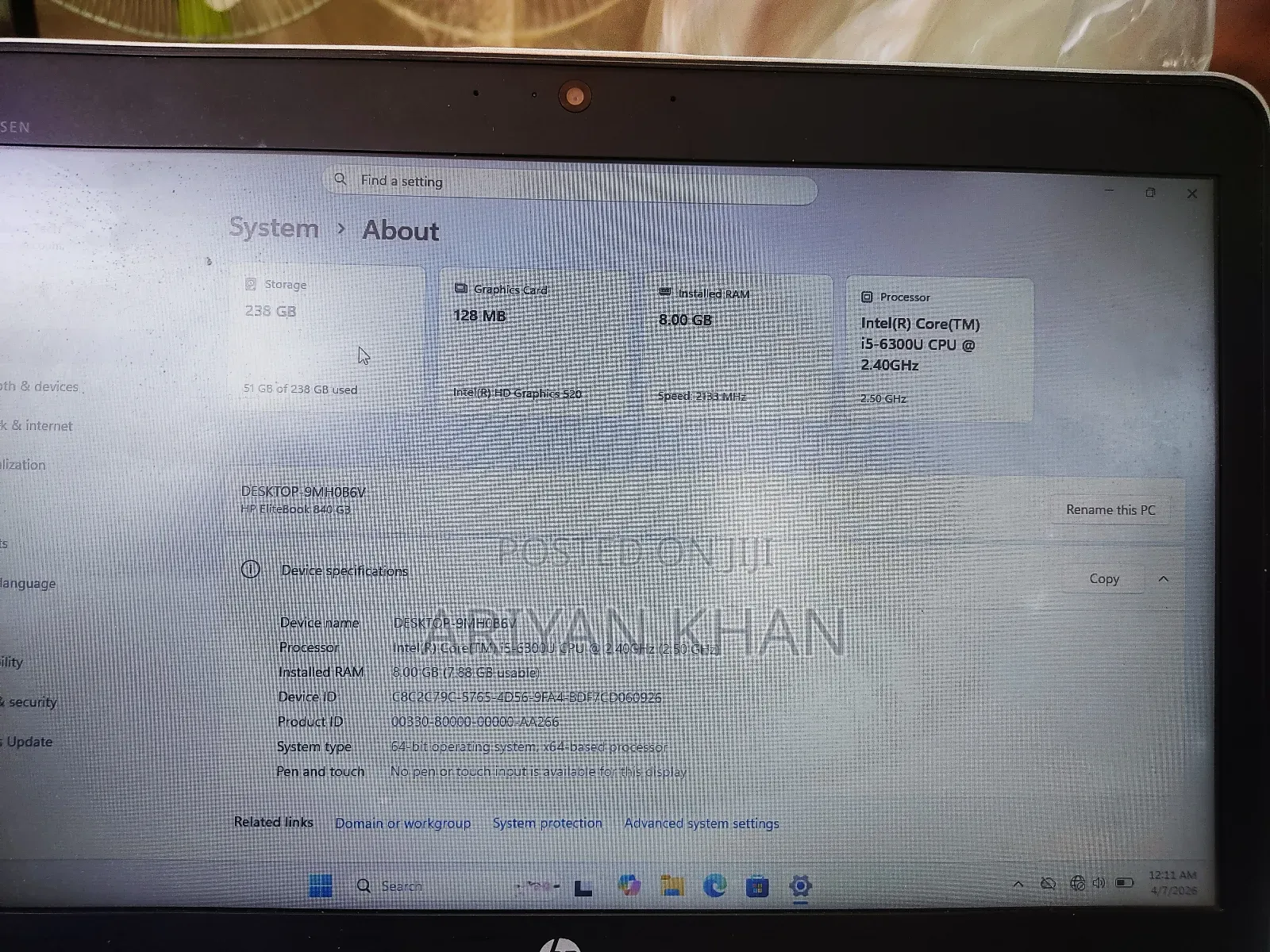 Laptop HP EliteBook 840 G3 8GB Intel Core I5 SSD 256GB