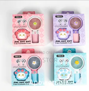Jinl Suit Gift Set (Rechargeable Mini Fan, Earbuds, Earbuds Case)