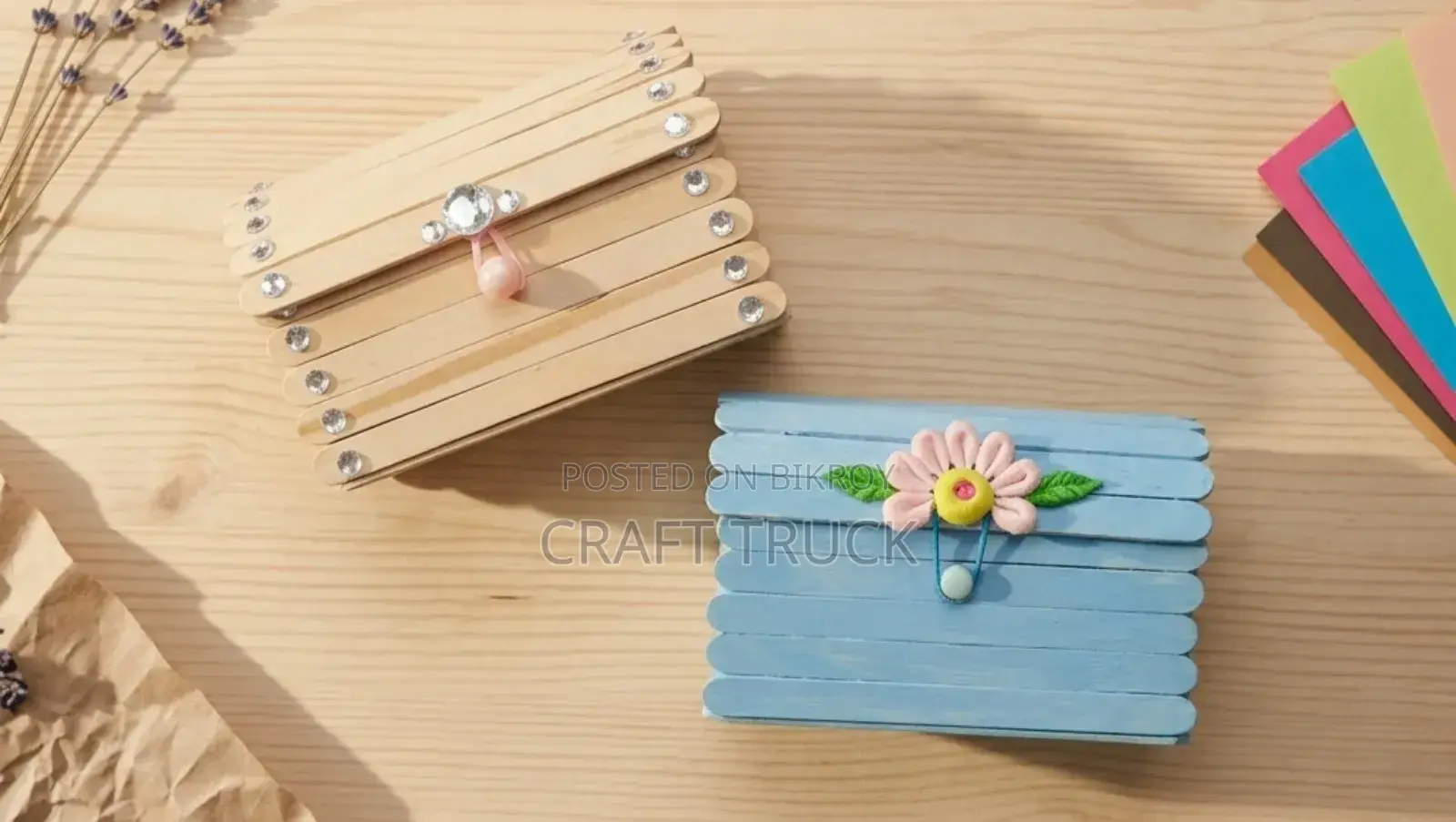 Handmade Ice Cream Stick Organizer Boxes
