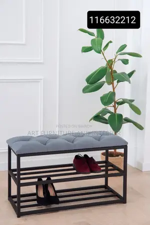 Iron Steel with seating Shoe Rack - 04