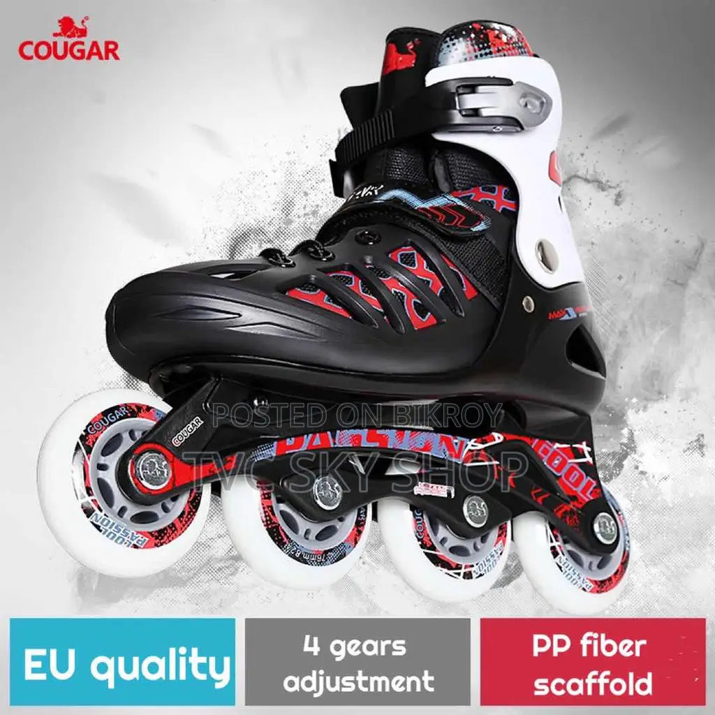 Cougar Skating shoes double calf single row L:(41-44) black/red