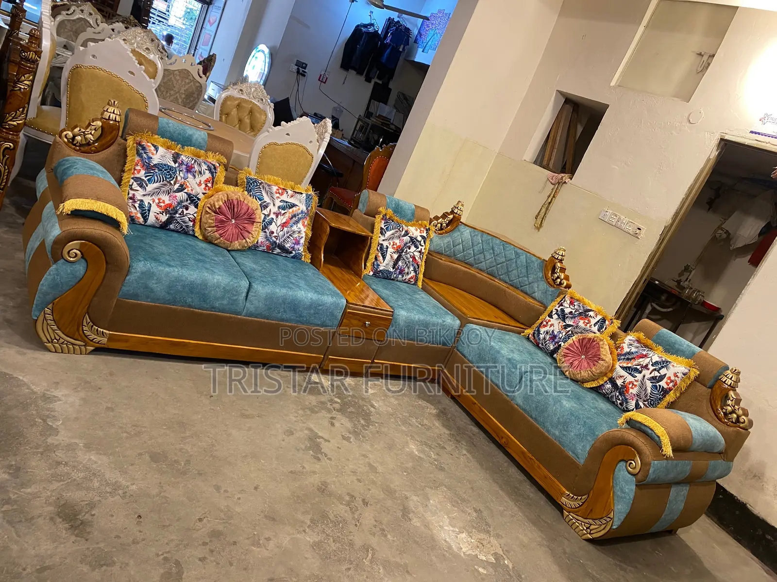 সেগুন কাঠের তৌরি কর্নার সোফা SL320F