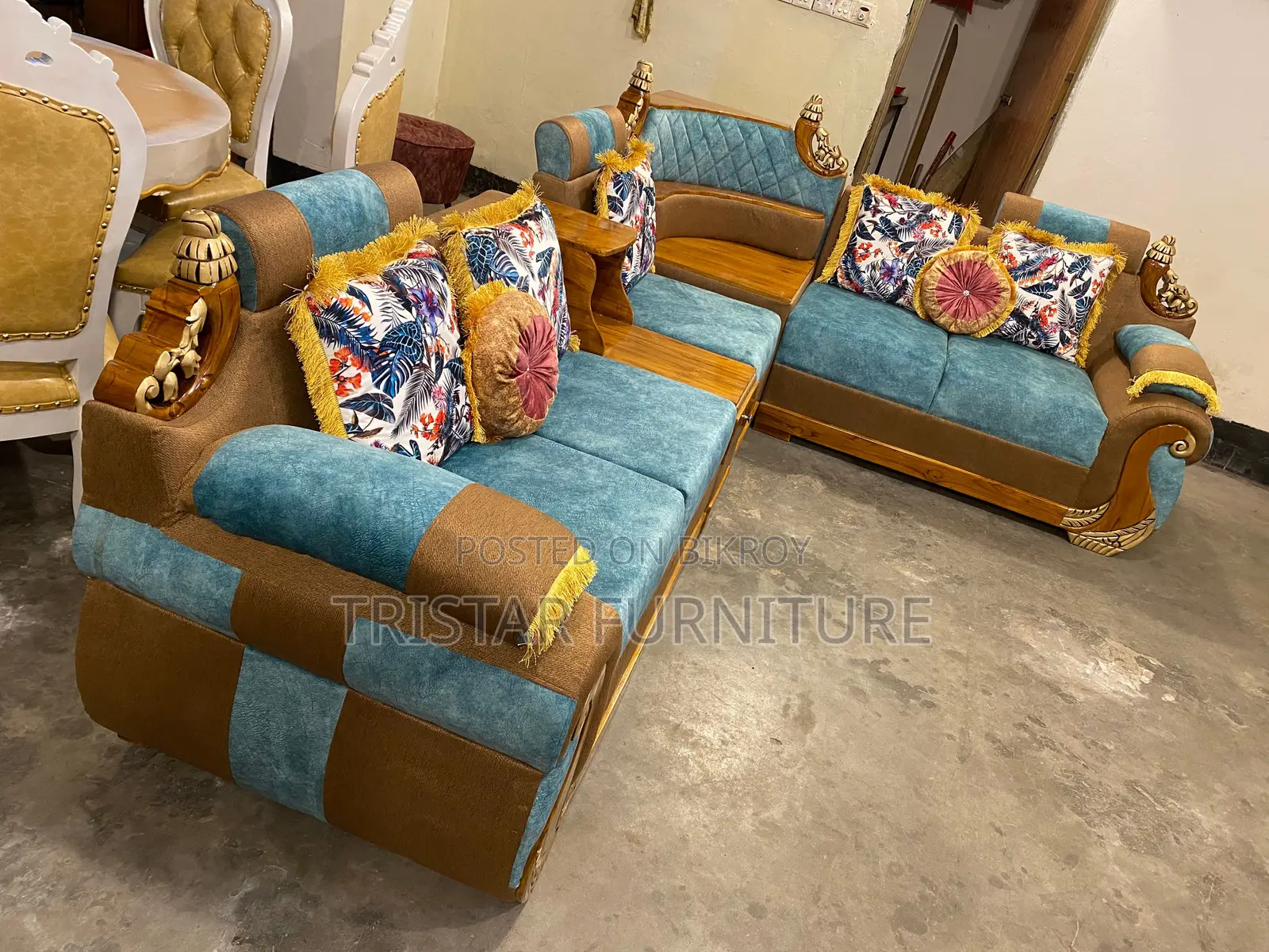 সেগুন কাঠের তৌরি কর্নার সোফা SL320F