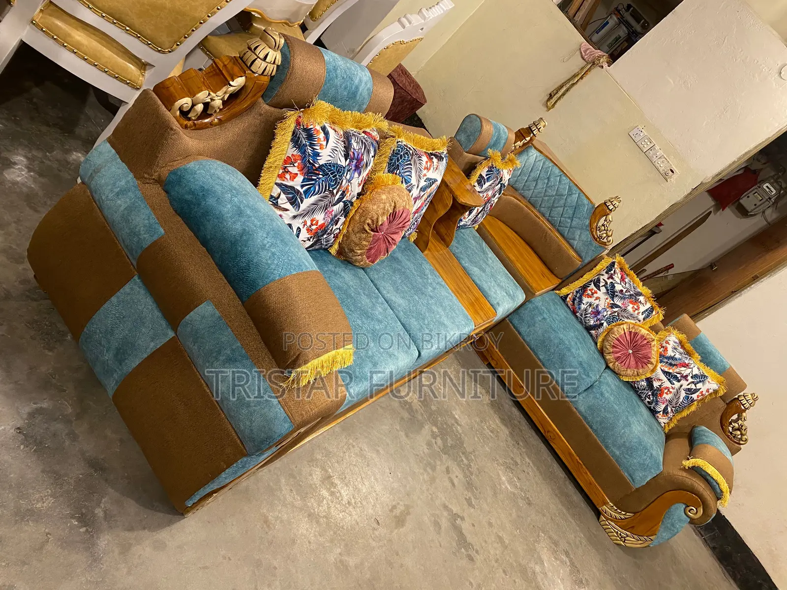 সেগুন কাঠের তৌরি কর্নার সোফা SL320F
