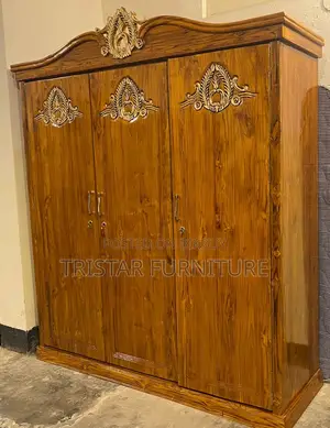 New Design Teak Wood 3-Door Almirah