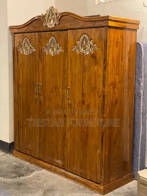 New Design Teak Wood 3-Door Almirah