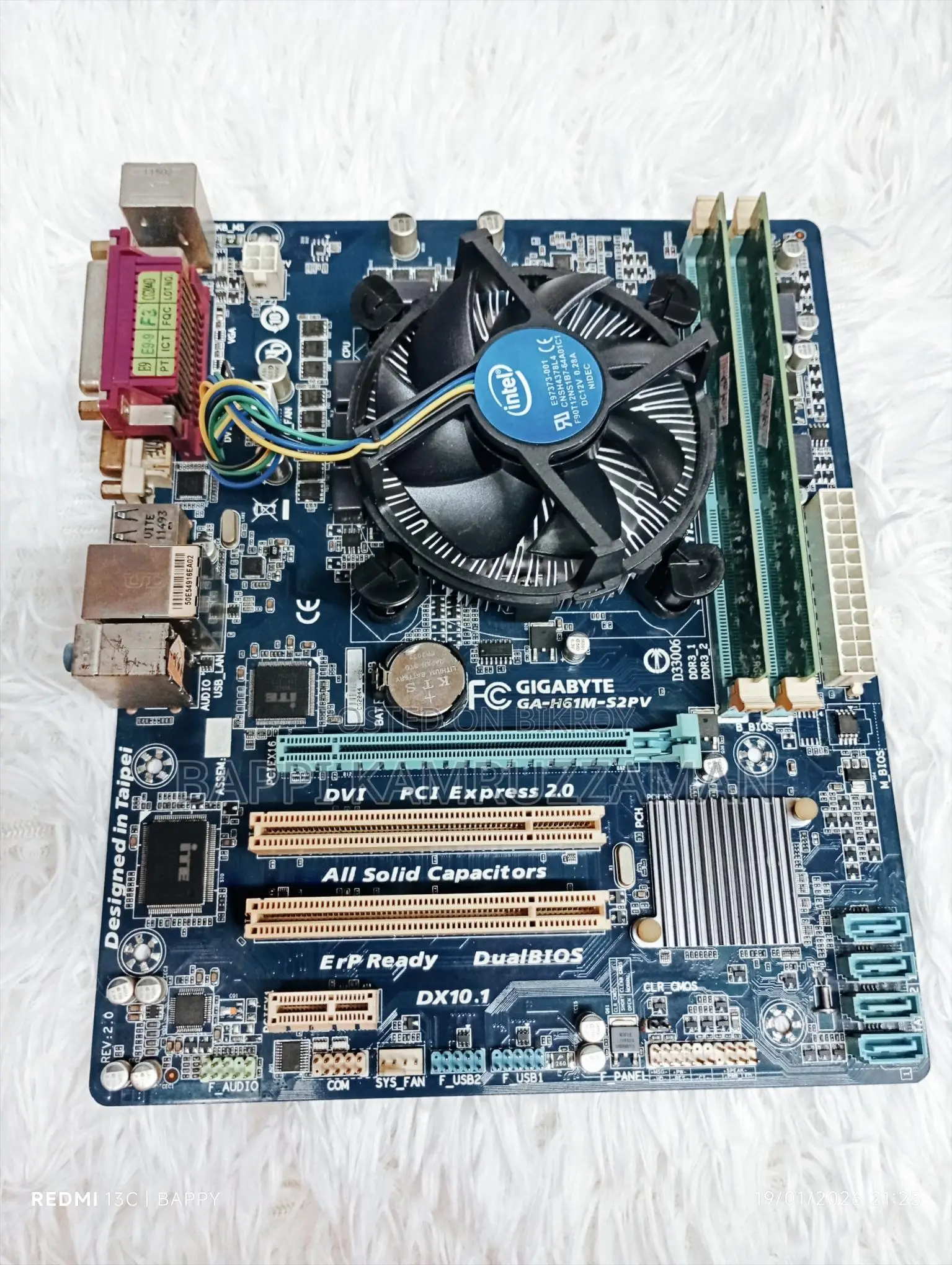 H 61 Motherboard+Processor+RAM+Cooler= Combo Package=3000