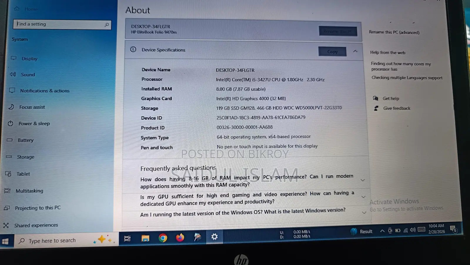 HP Folio 9470m Laptop