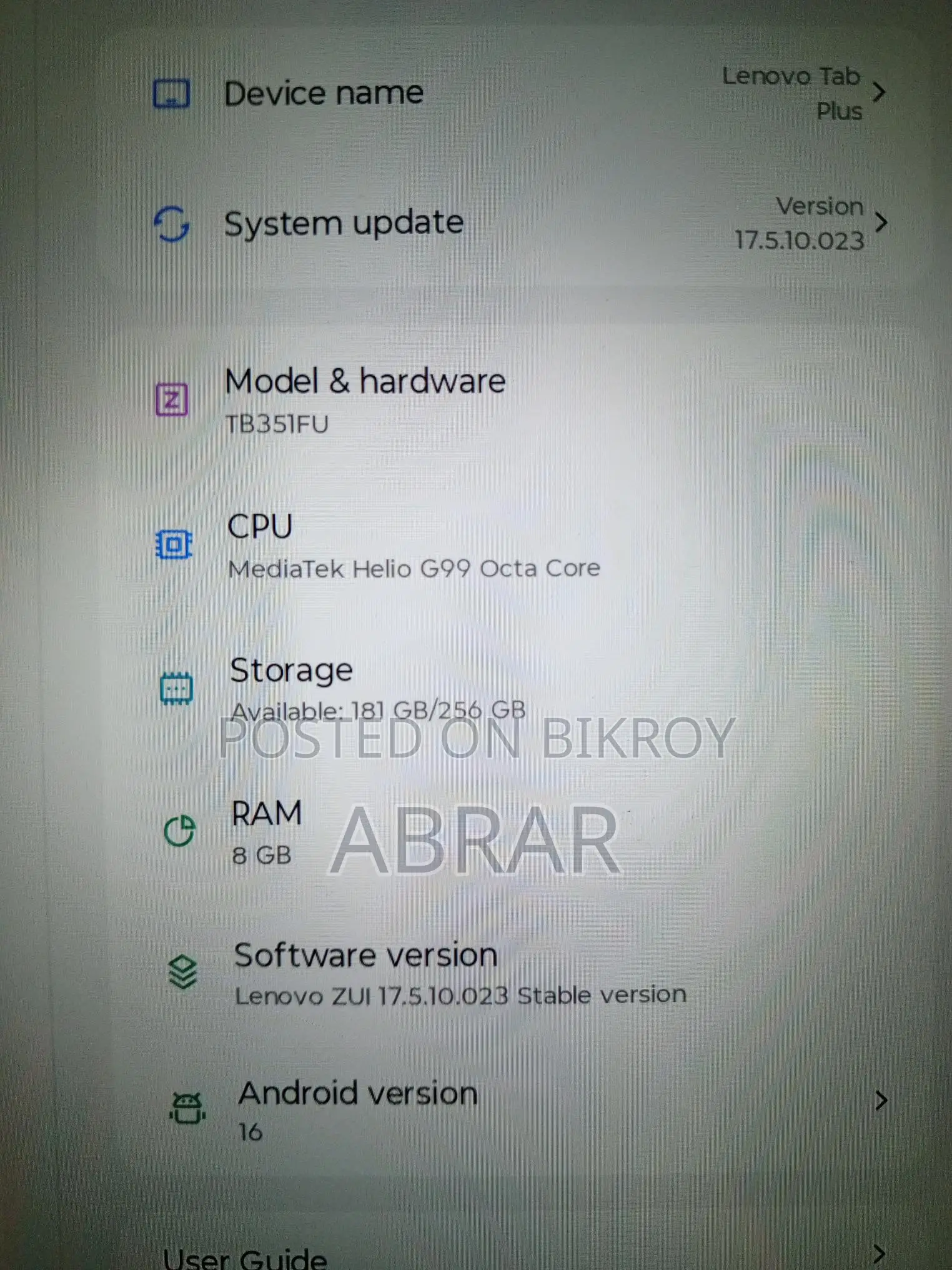 Lenovo tab plus 8/256, Android 16, 45w charger, 8 JBL speakers