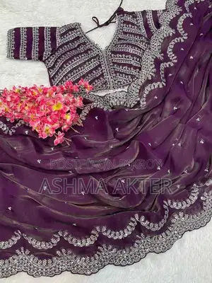 পিওর জর্জেট এমব্রয়ডারি শাড়ি ও ব্লাউজ
