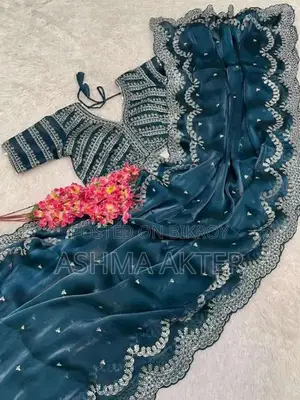 Pure Jorjet with Embroidery and Saree Blouse