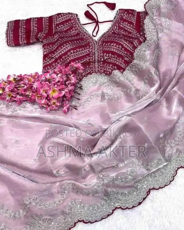 Pure Jorjet with Embroidery and Saree Blouse