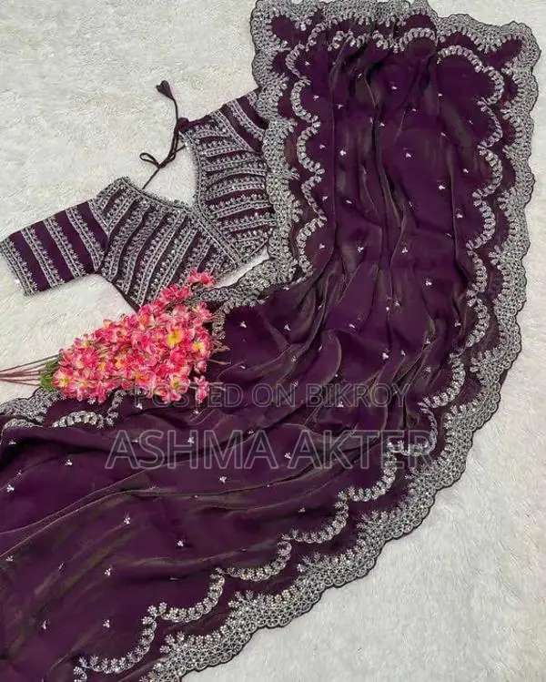 Pure Jorjet with Embroidery and Saree Blouse