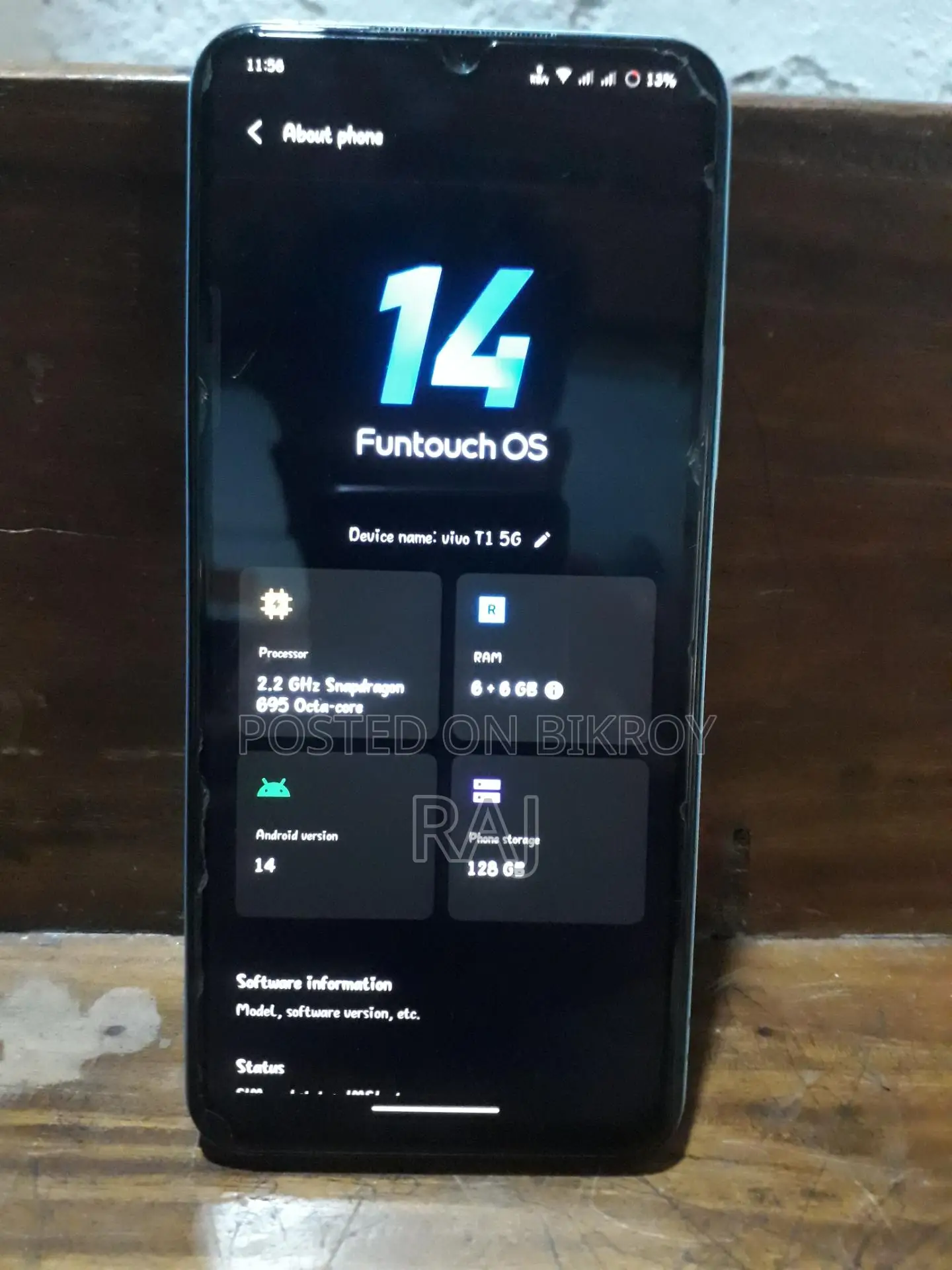 Vivo T1 5g 6+6 /128 (Used)