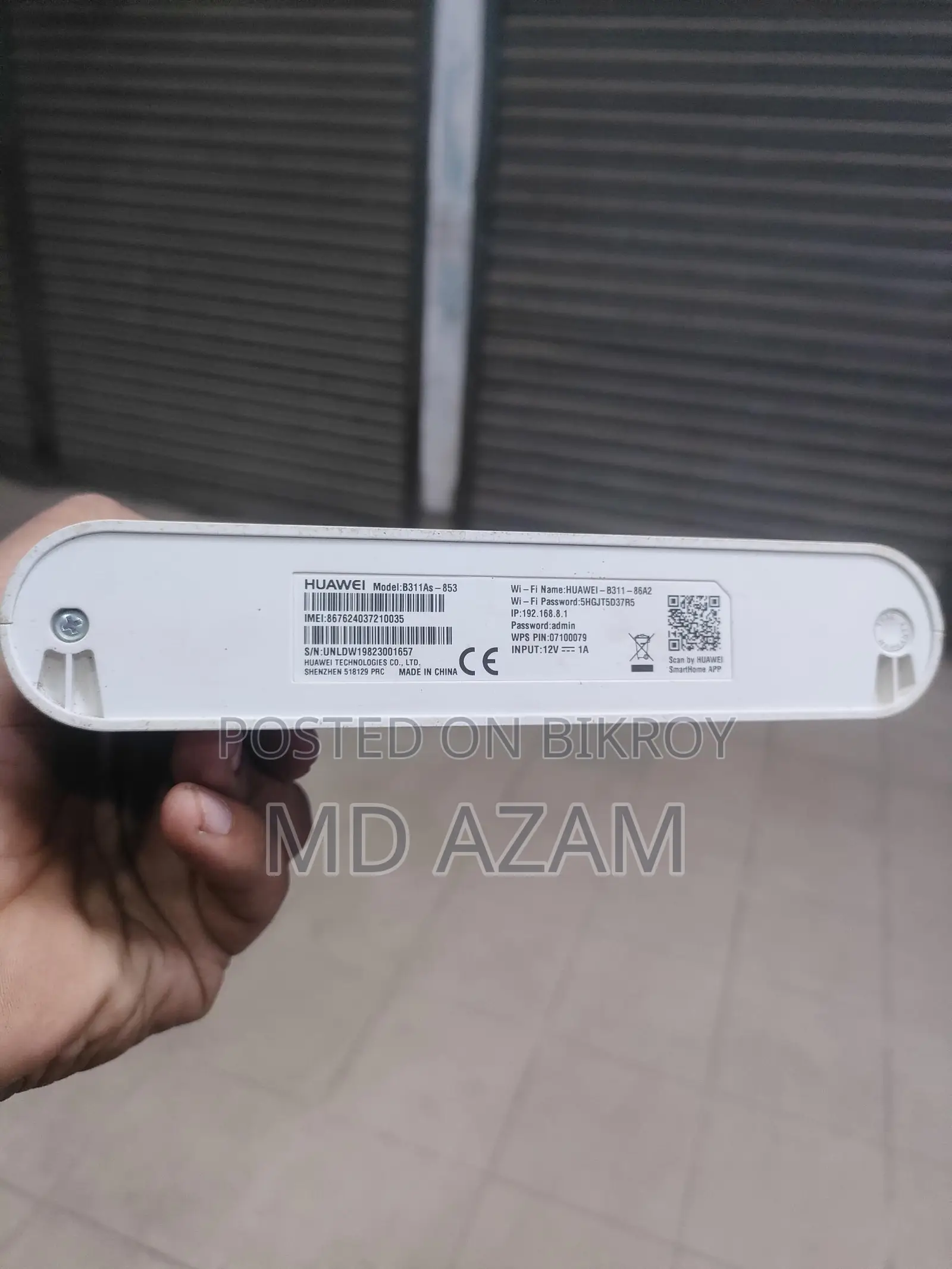 Huawei B311As-853 4G Sim and WIFI Router