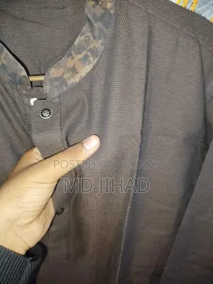 Chocolate Color Cotton Panjabi with Tibe Buttons 2026 New Collection