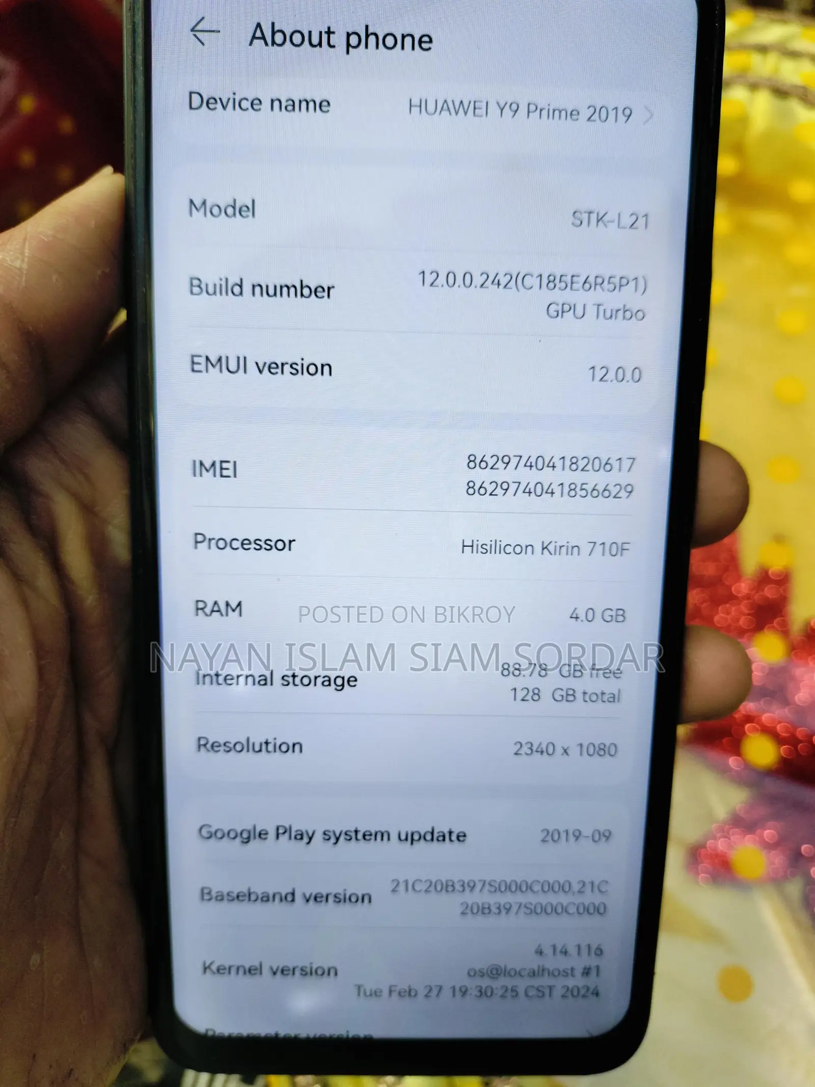 Huawei Y9 Prime God (Used)