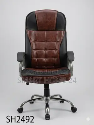Executive Leather Office Chair Dual Color High Back Design and Comfort