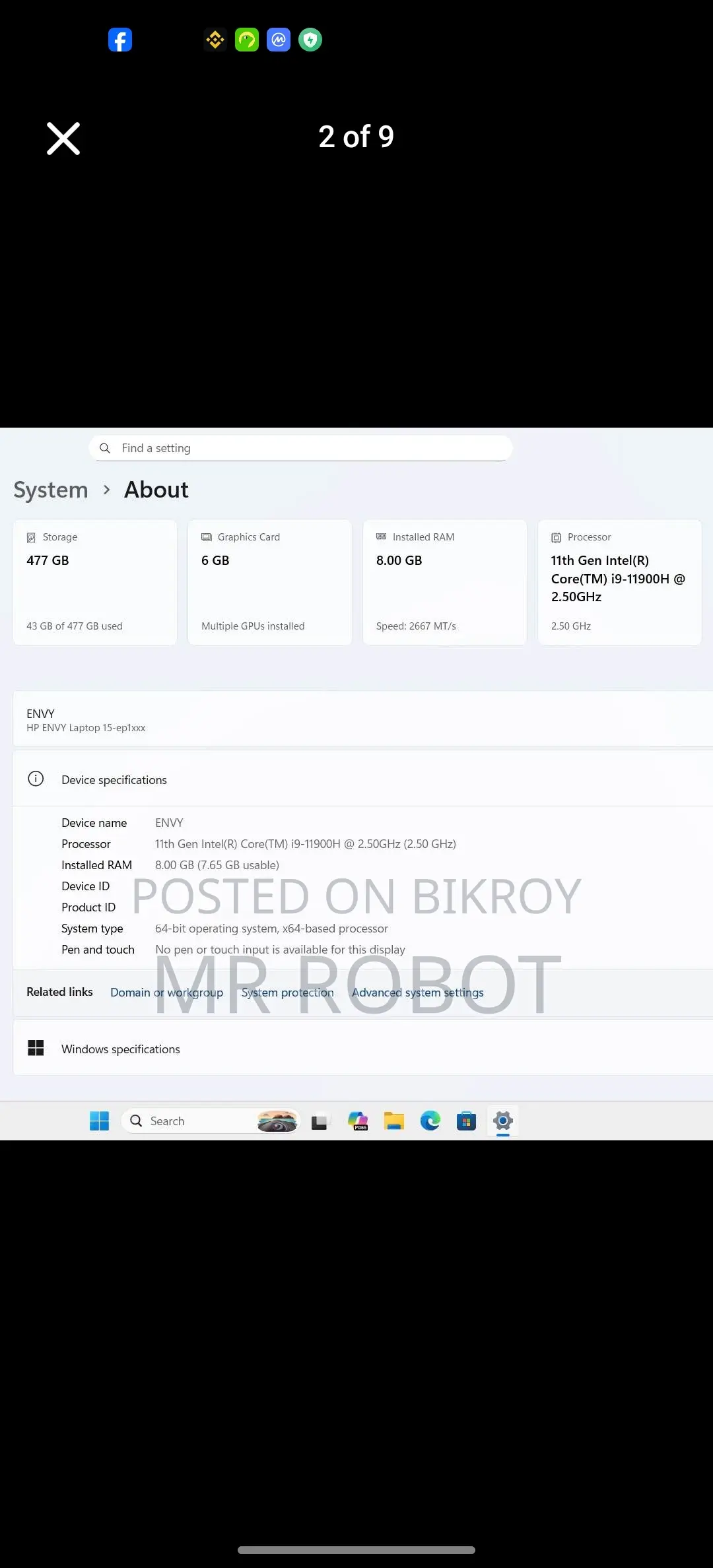 HP ENVY 15 - i9 11900H NVIDIA RTX 3060 6GB DDR6 GPU