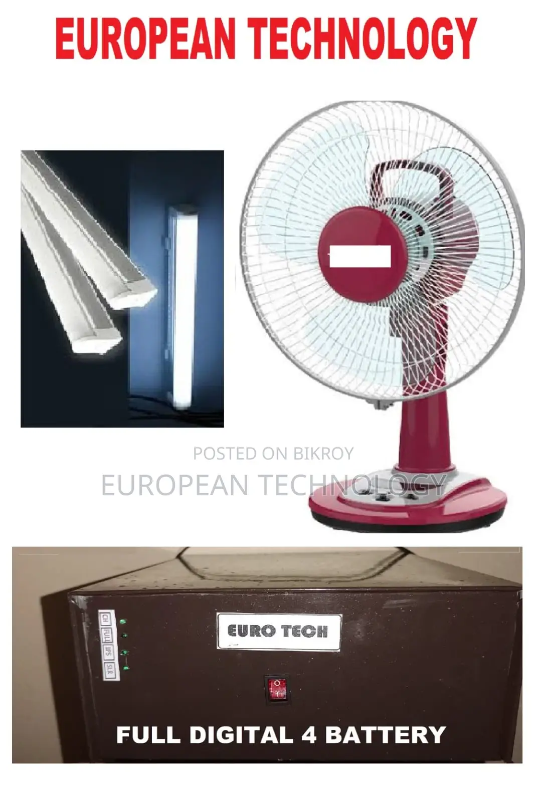 Full DIGITAL IPS: Powers 1 Fan & 3 Lights for 10 Hours