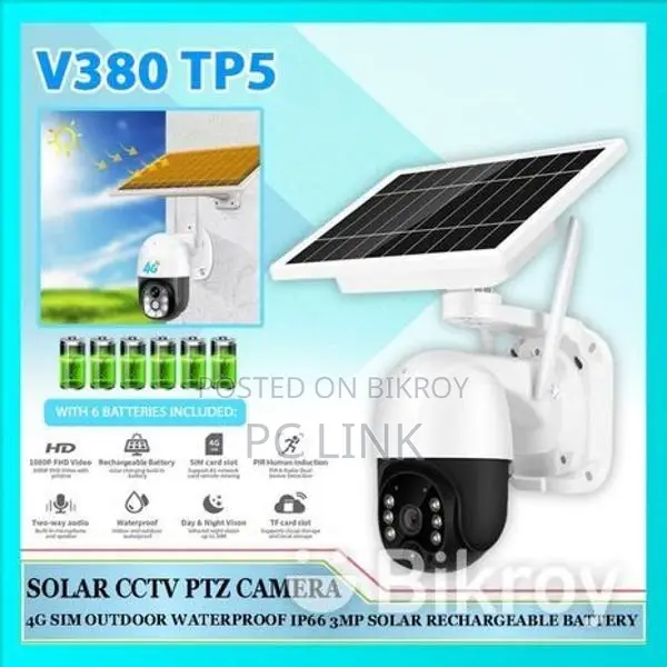 সৌরবিদ্যুৎ চালিত আউটডোর PTZ সিকিউরিটি v380 4G আইপি ক্যামেরা