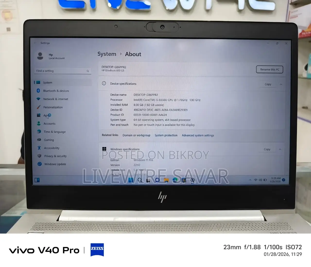 HP EliteBook 830 G5 – i5 8th Gen | 8GB RAM 256GB SSD
