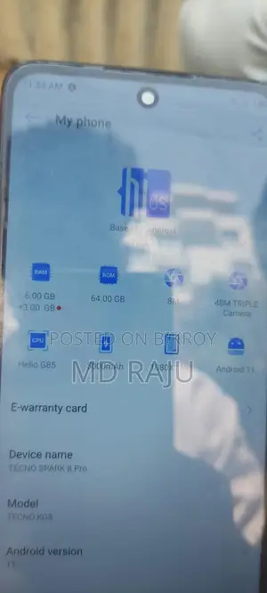Tecno Spark 8 Pro 6+3 (Used)