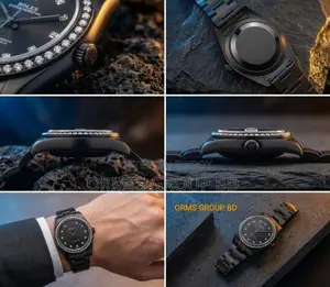 Luxury Full Black Diamond Studded Rolex Style Watch for Men