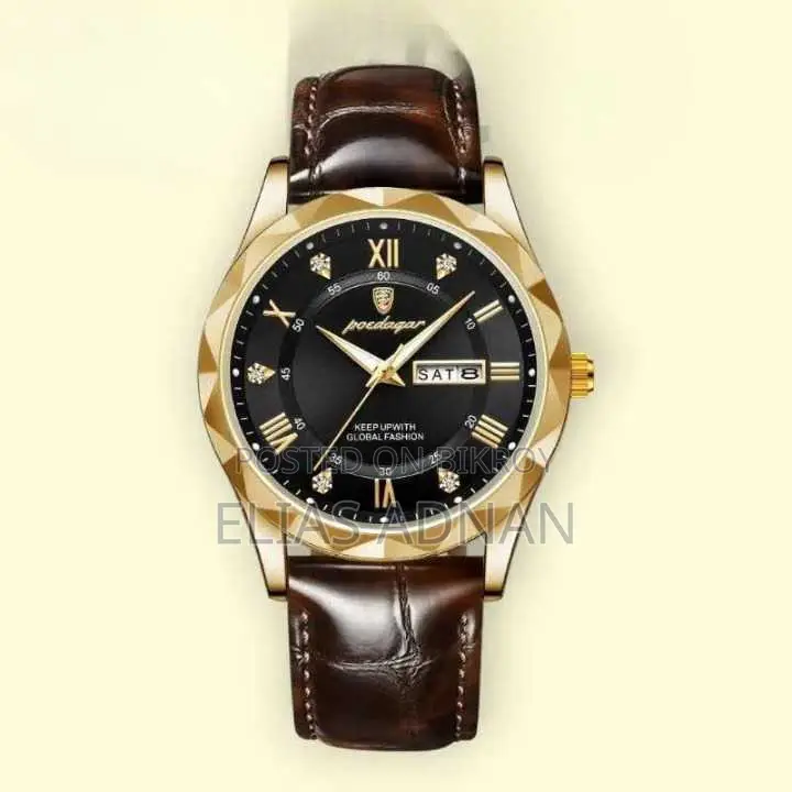 Poedagar 615l Men's Leather Quartz Watch