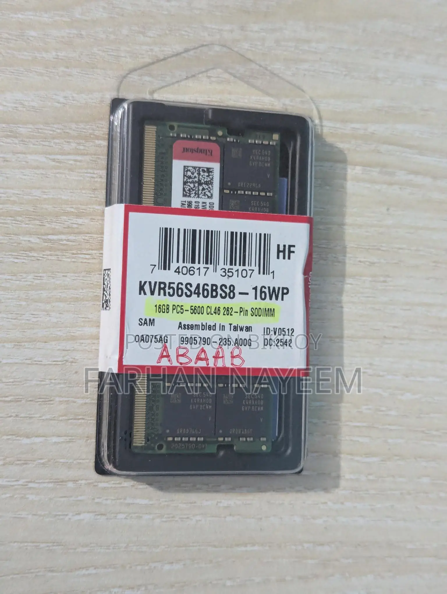 Kingston DDR5 5600 MHz Ram (Laptop Ram)