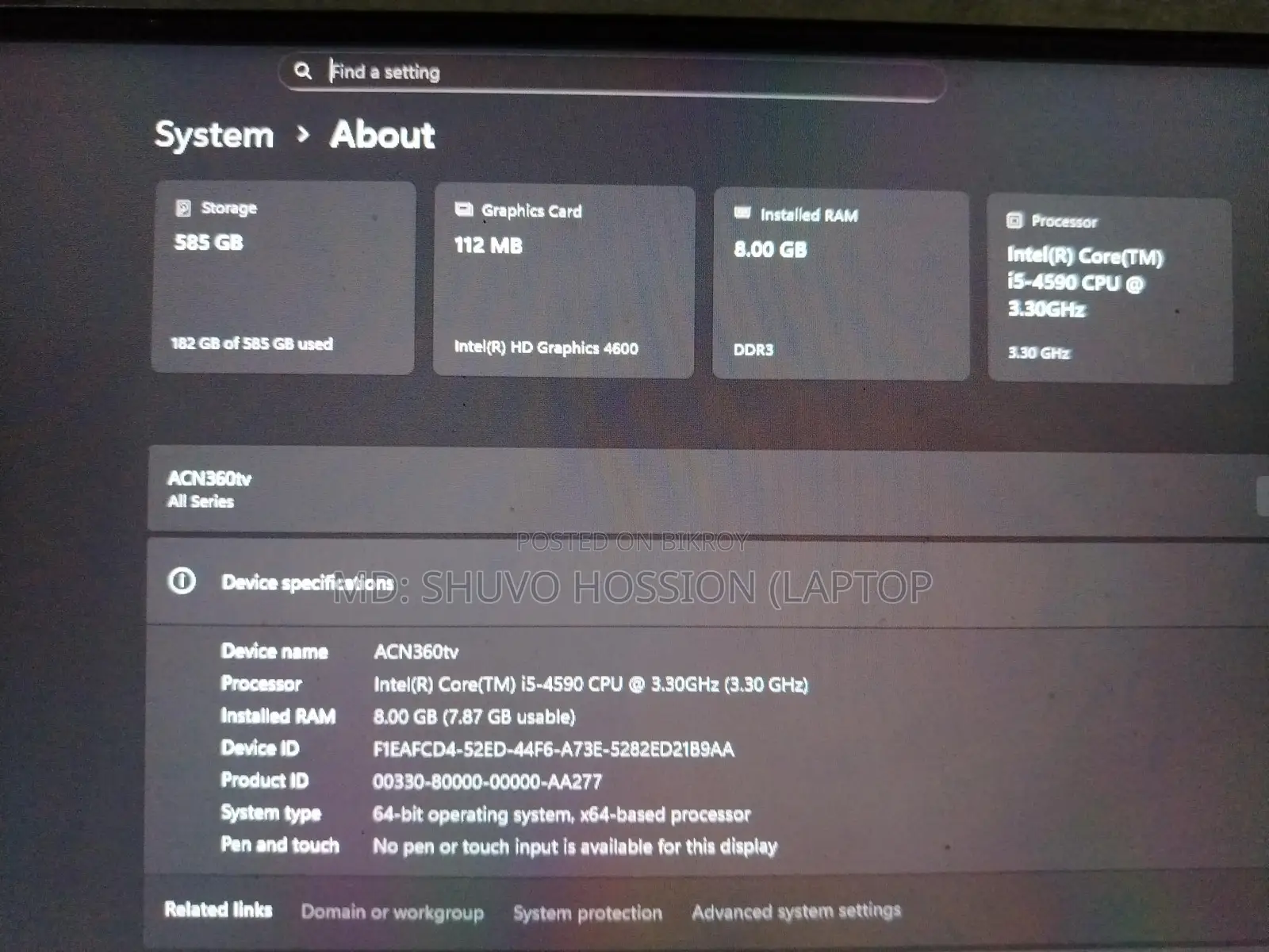Full Fresh Used Computer with 22inch walton monitor.