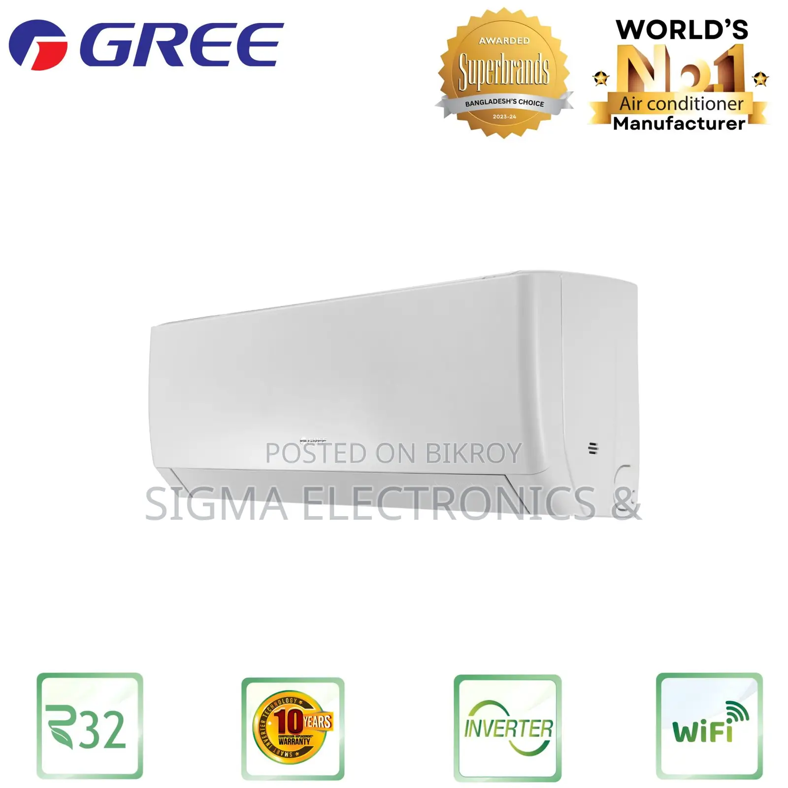 Gree Split Air Conditioner Cosmo GS-18XCOA3V Inverter – 1.5 TON