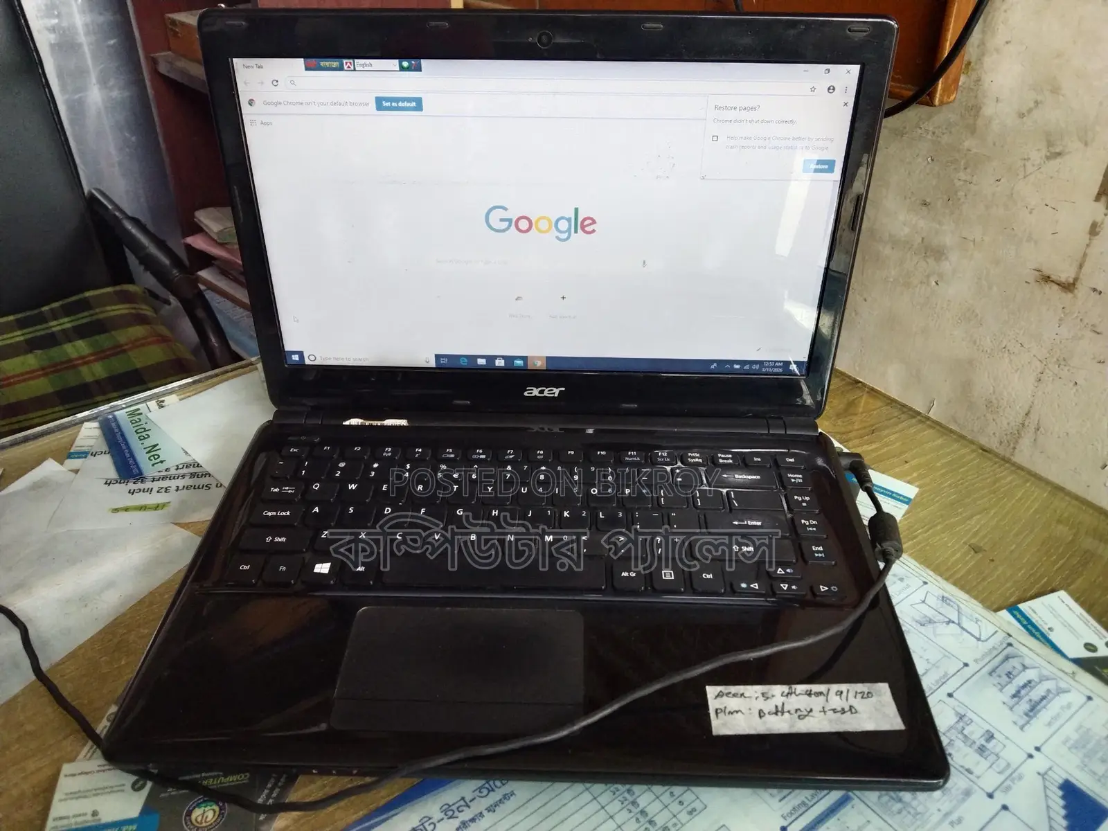 Acer Core i5 4th Gen RAM 4GB SSD 128GB Running Laptop