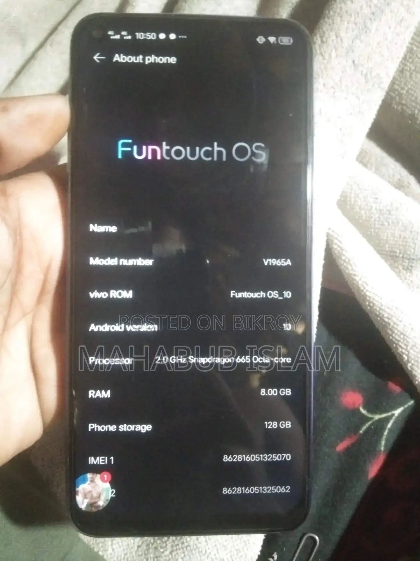 Vivo Y50 . (Used)