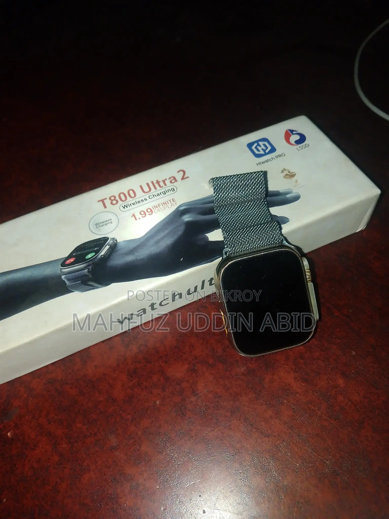 ব্যবহার করা T800 Ultra Smart Watch সাথে মেগনেটিক বেল্ট বক্স চার্জার আছে