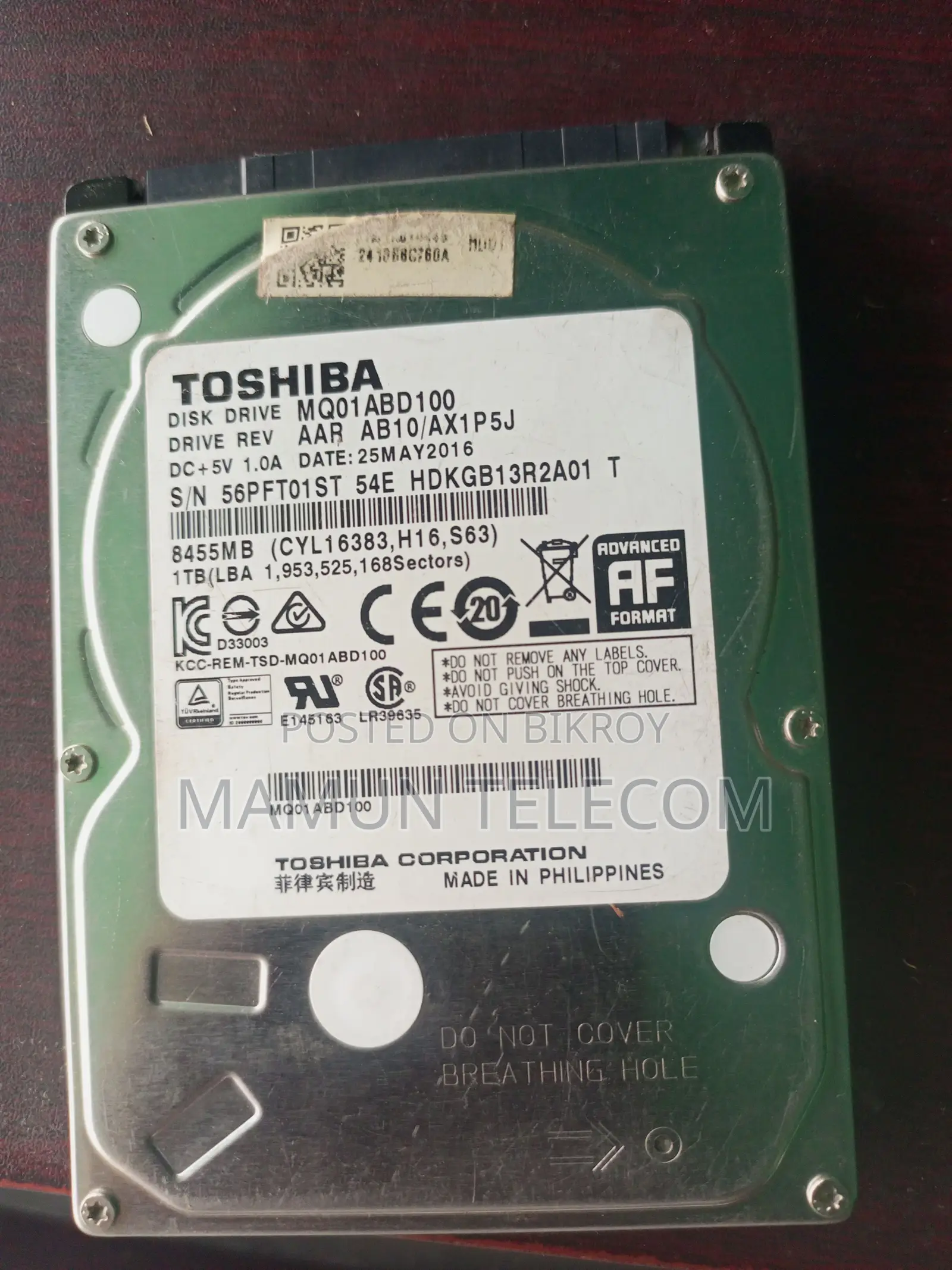 Toshiba 1TB Laptop Hard Drive for Sale