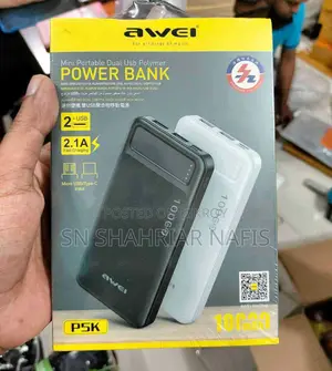 Awei P5K 10000mAh Dual USB Port Power Bank পাওয়ার ব্যাংক